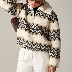 J. Crew Jacquard-print sherpa half-zip fleece pullover